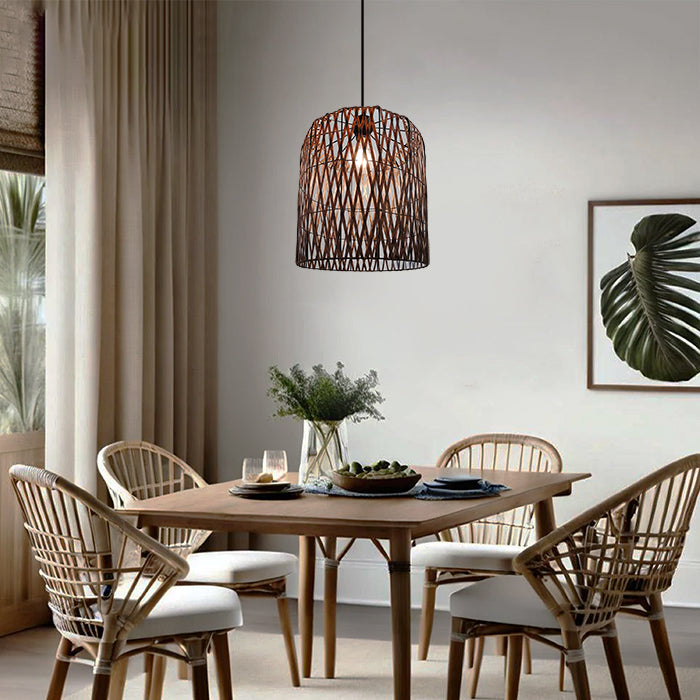Dining room with wicker pendant light west auckland 
