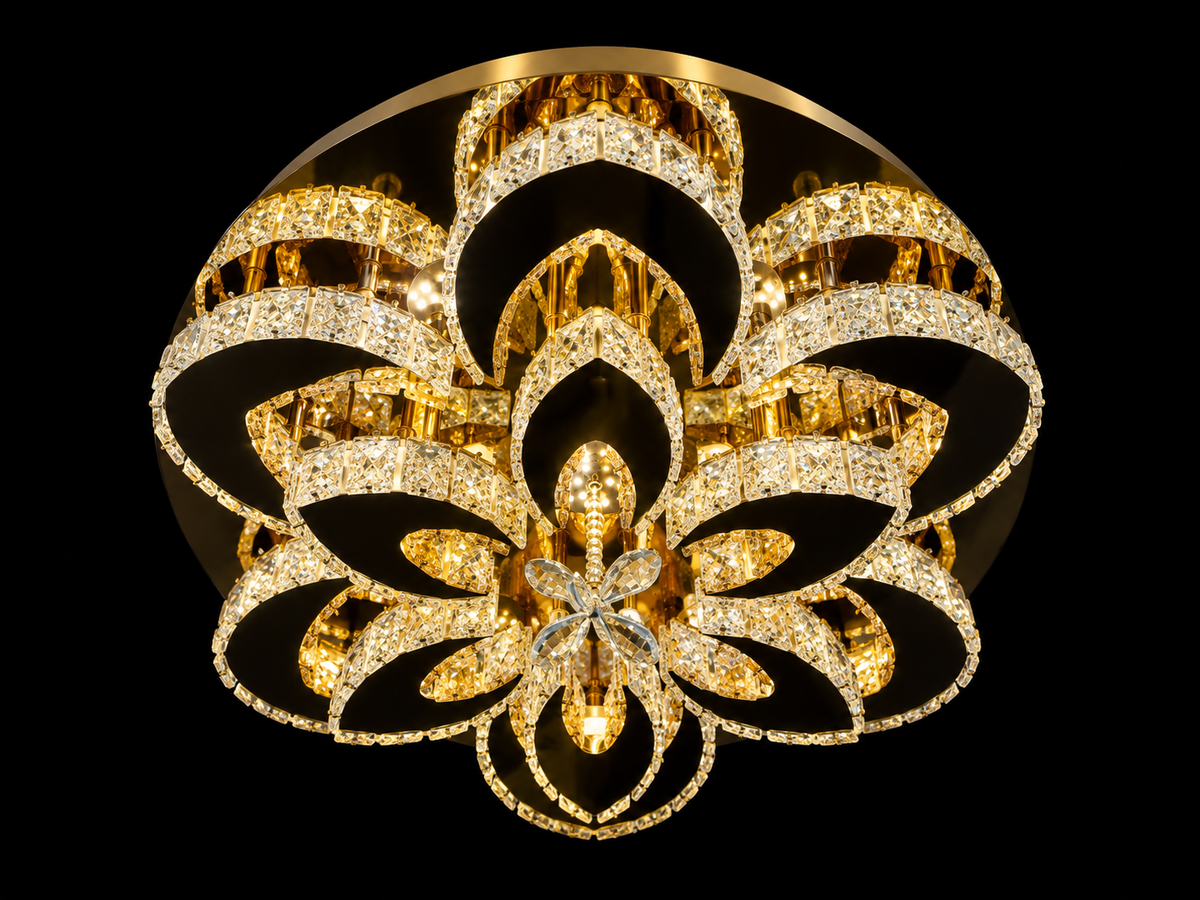 Gold Flower Crystal LED Ceiling Light 3206-600 GD