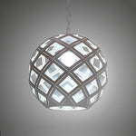 Geometric pendant light with a grid pattern above table west auckland