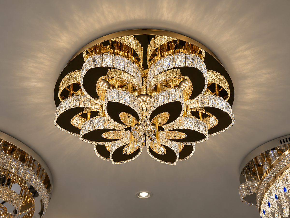 Gold Flower Crystal LED Ceiling Light 3206-600 GD