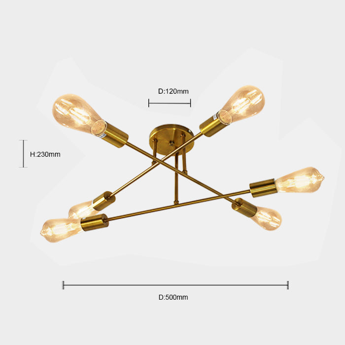 Gold ceiling light fixture with multiple bulbs and dimensions nz