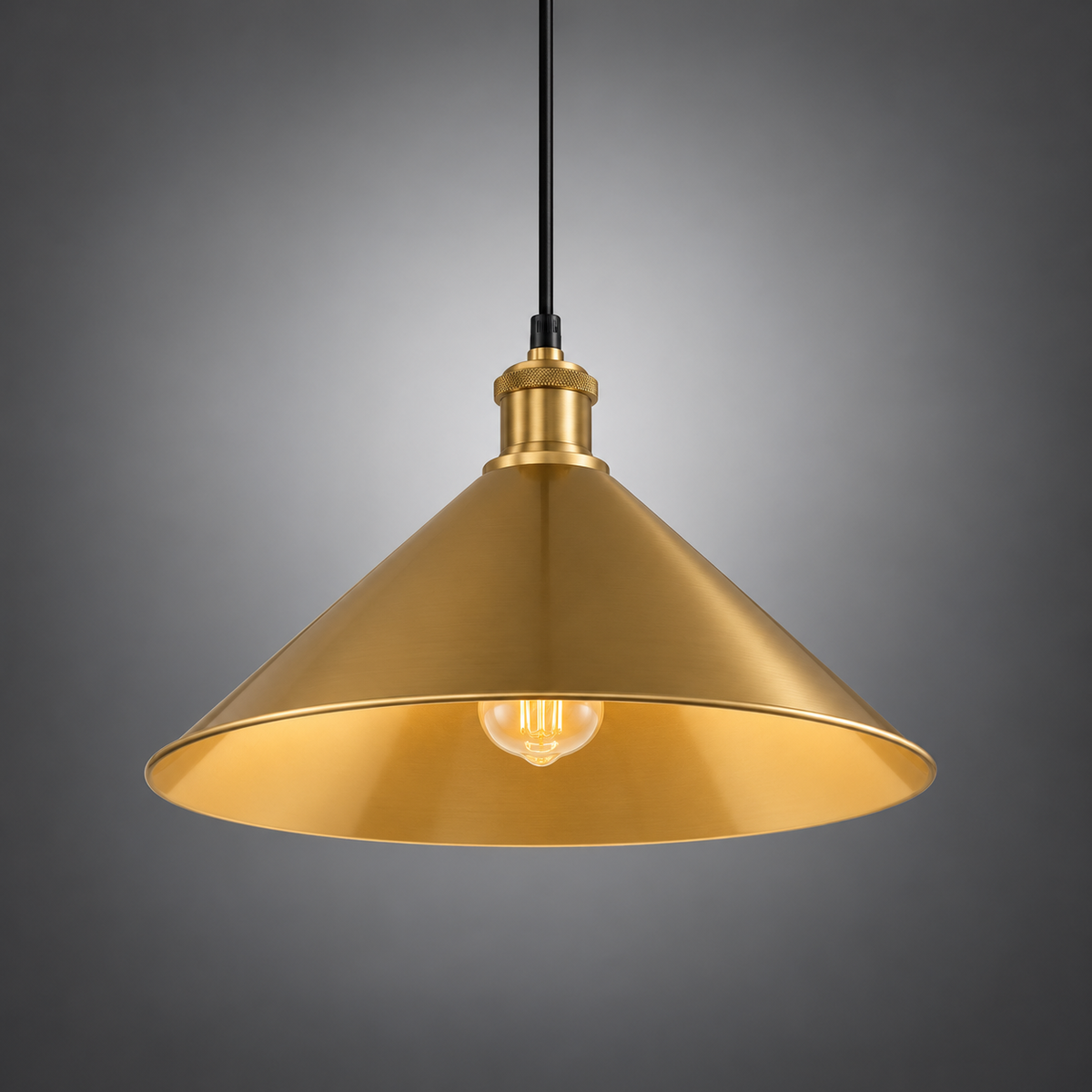 Gold Finish Metal Cone Pendant Light TBG-380