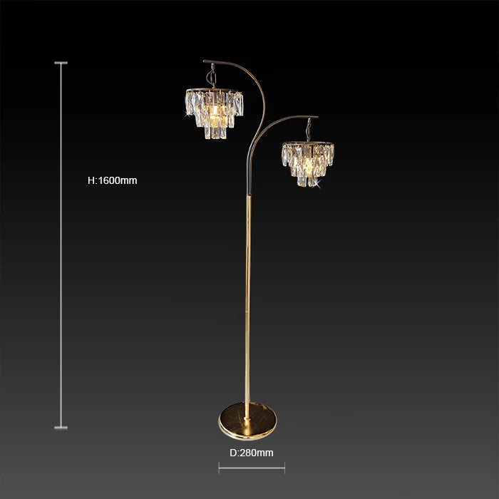 Gold floor lamp with crystal shades dimensions NZ