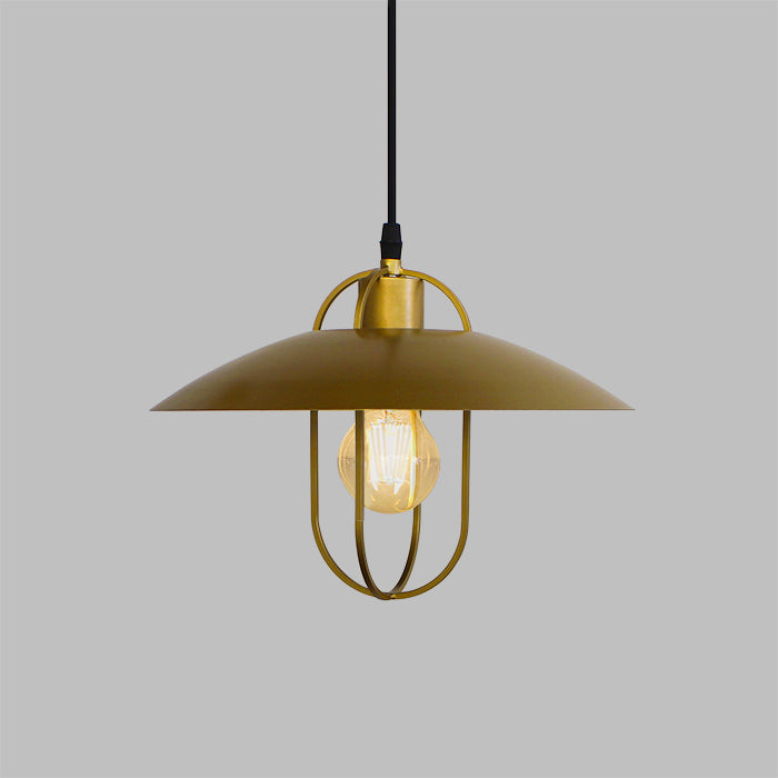 Gold pendant light with a visible bulb NZ