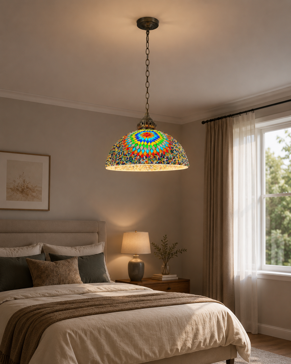 Handcrafted Tiffany Style Mosaic Pendant Light 9008