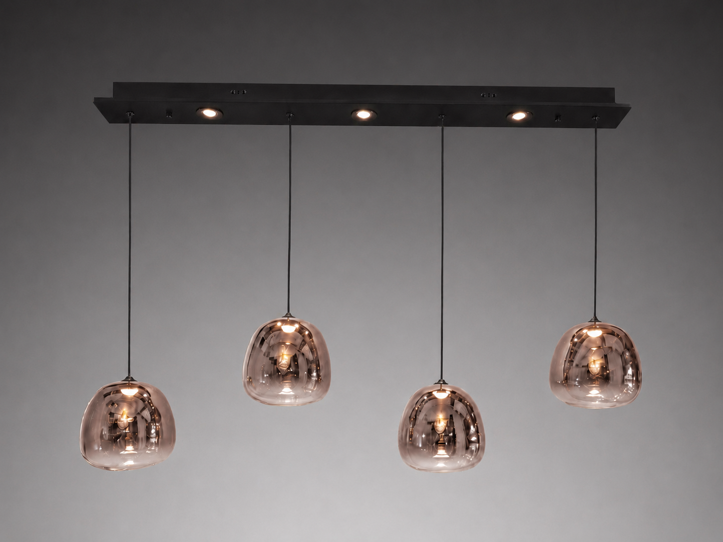Modern 4 Light Smoked Glass Pendant Light 6622-4