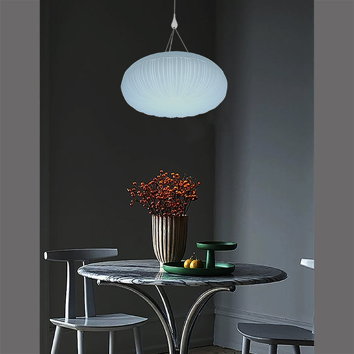 white LED pendant light in real-life scene lighting store Auckland