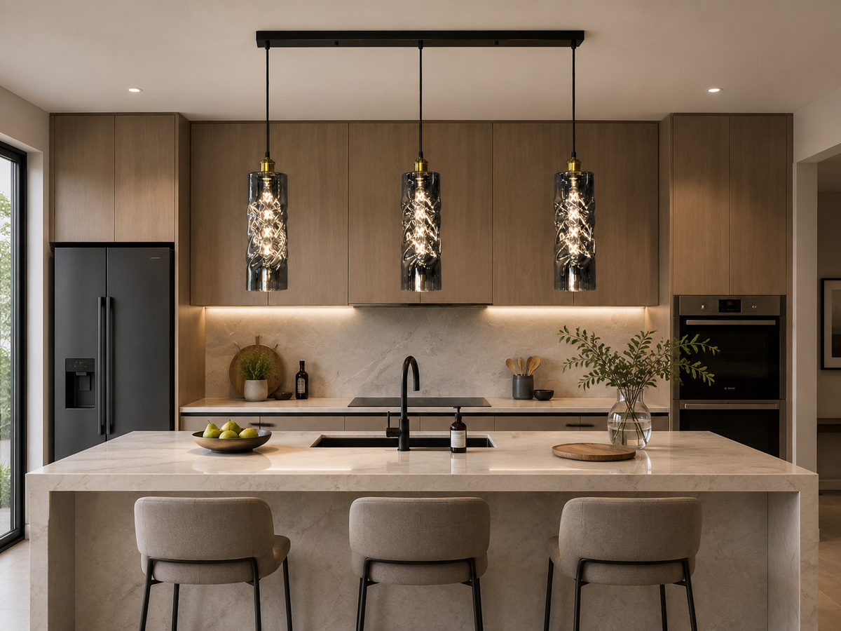 3-Light Amber Textured Glass Pendant Light 7280 SK