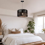 Modern bedroom with a black pendant light  nz