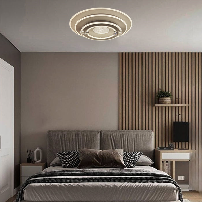 Modern bedroom with a ceiling light fixture auckland homes