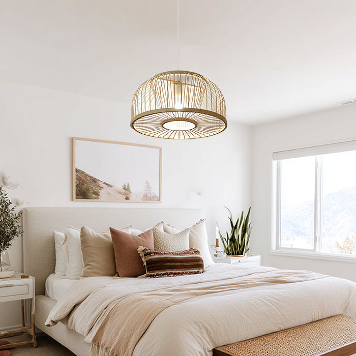 Modern bedroom with decorative  pendant light west auckland