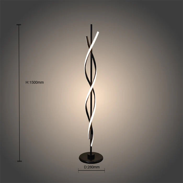 Modern floor lamp with a twisted design size nz