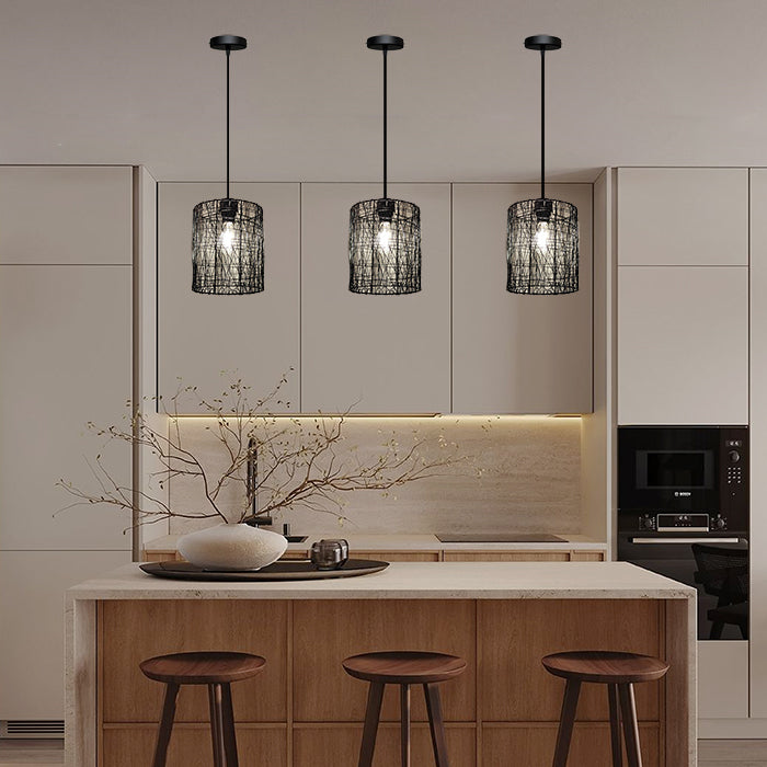 Modern kitchen with black pendant lights west auckland