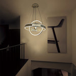 Modern chandelier hanging in staircase NZ