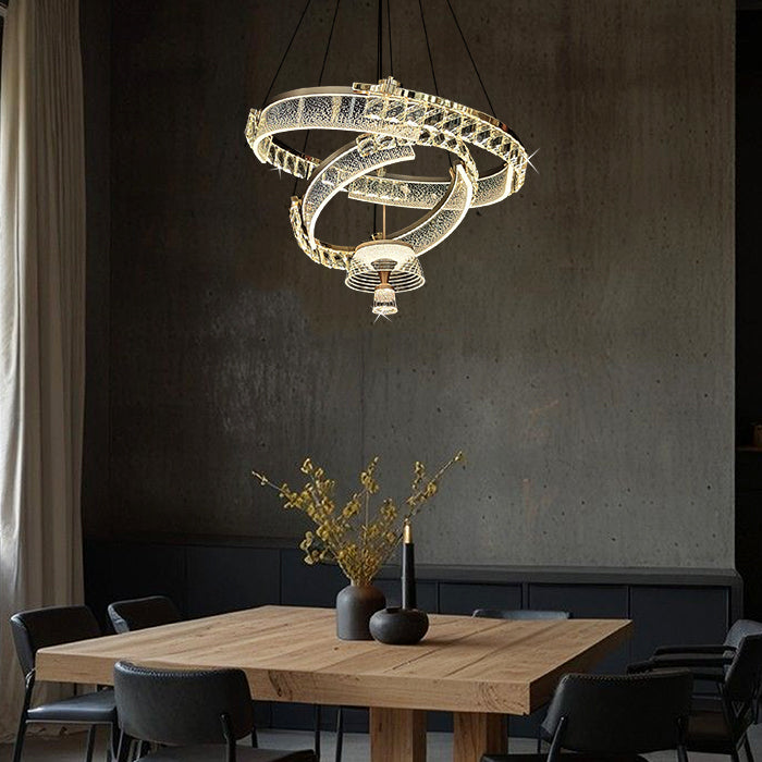 Modern chandelier hanging above a dining table nz