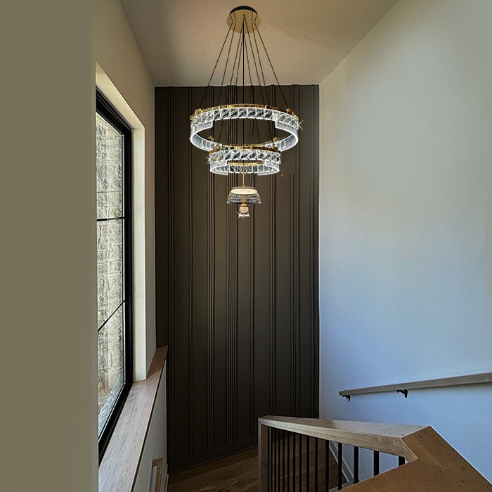 Modern chandelier hanging in the staircase area auckland