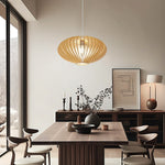 Modern dining room with wooden pendant light nz