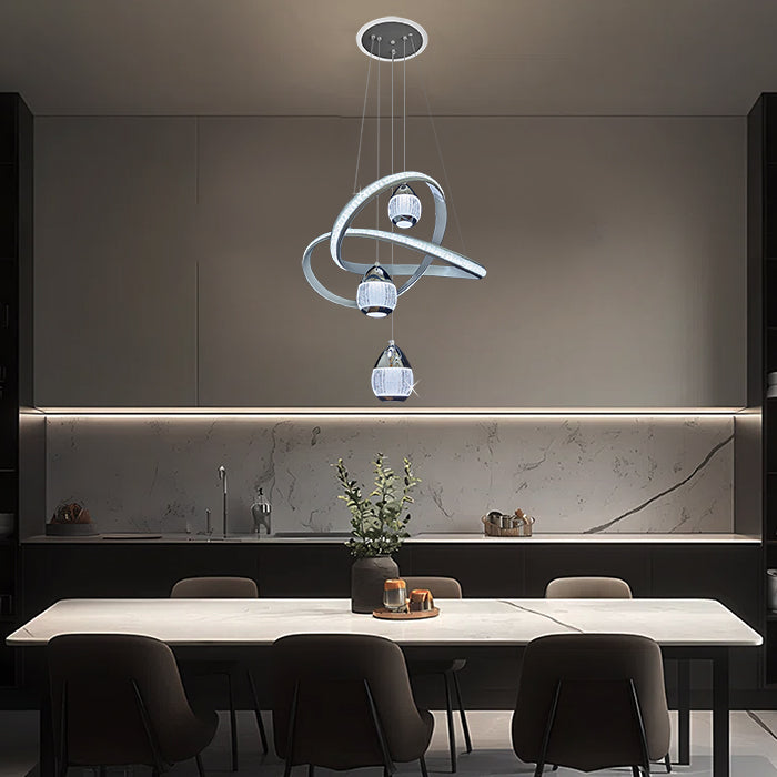 Modern dining room with a stylish chandelier nz homes