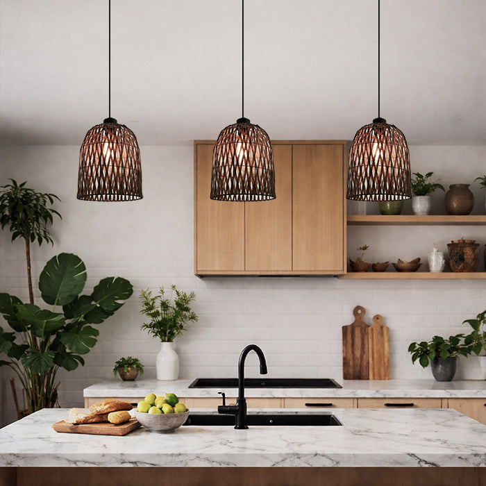 Modern kitchen with belt pendant shade lights west auckland