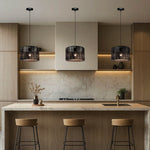 Modern kitchen with black brown blet pendant shade lights auckland