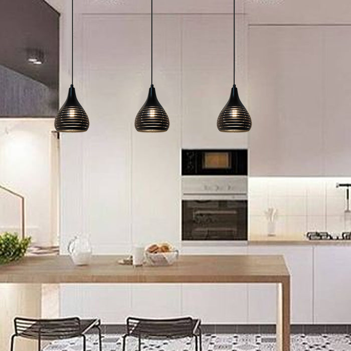 Modern kitchen with  black pendant lights nz