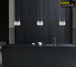 Modern kitchen with hanging crystal pendant lights --- Eden Lighting nz