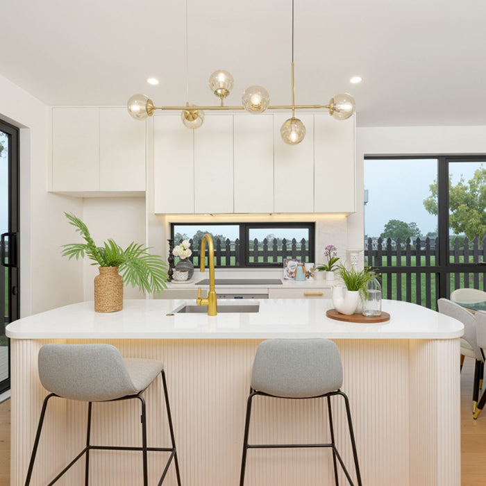 Modern kitchen with gold  pendant light nz