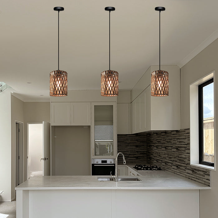 Modern kitchen with gold shade pendant lights nz homes