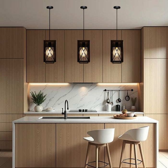 Modern kitchen with black pendant lights nz