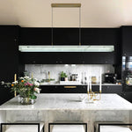 Modern kitchen light over marble island west Auckland