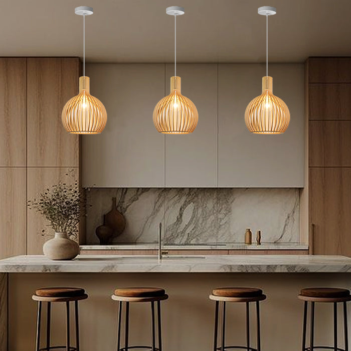 Modern kitchen with nature pendant lights nz shownroom