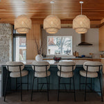 Modern kitchen with three nature pendant lights auckland homes