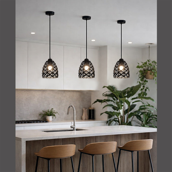 Modern kitchen with pendant lights black iron nz