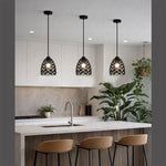 Modern kitchen with pendant lights black iron nz