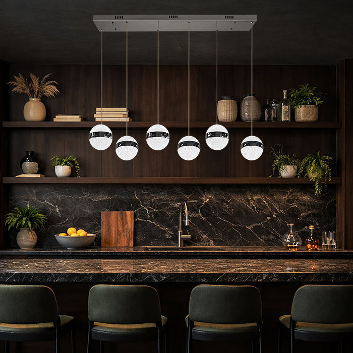 Modern kitchen with pendant led ball lights nz