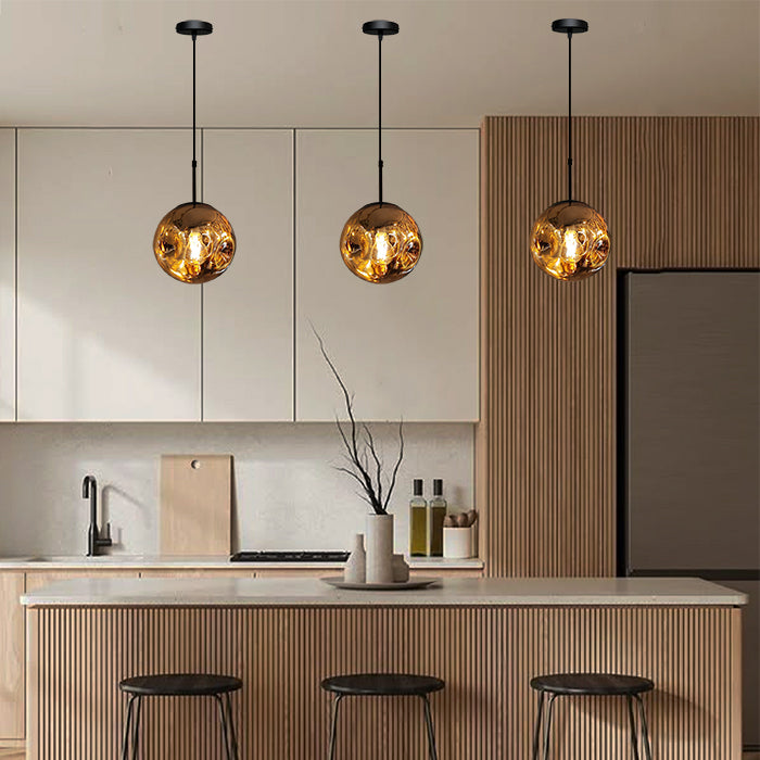 Modern kitchen with rose gold pendant lights nz