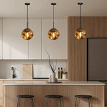 Modern kitchen with rose gold pendant lights nz