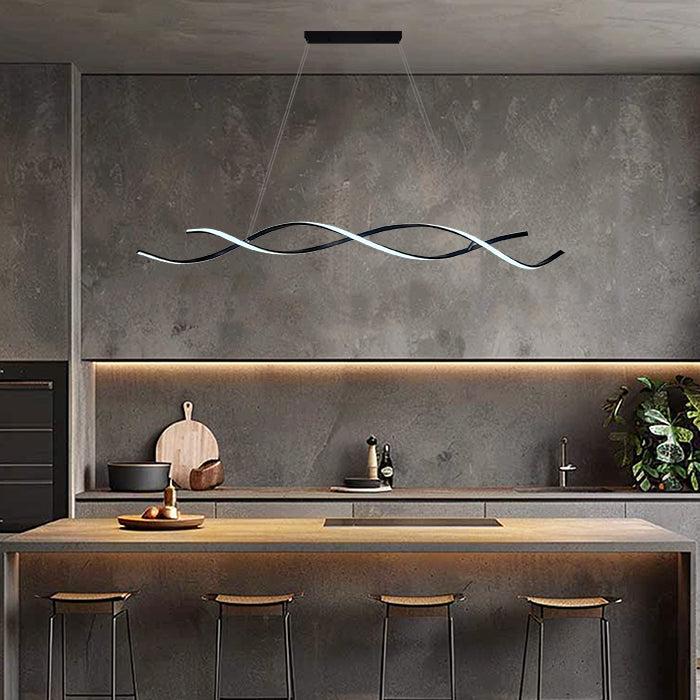 Modern kitchen with a wavy pendant light fixture nz