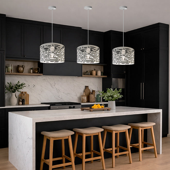 Modern kitchen with white island iron pendant nz homes