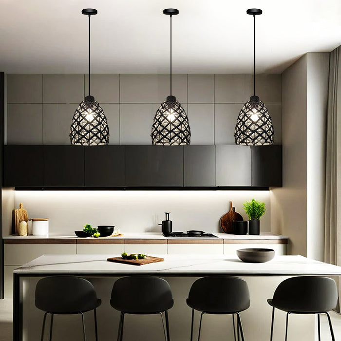 Modern kitchen with black pendant lights for Auckland homes