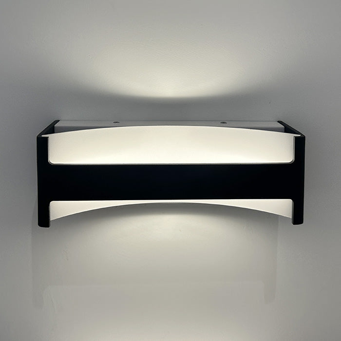 Modern wall-mounted light fixture with black frame and white shade NZ