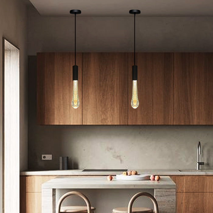 Modern kitchen with crystal led pendant lights west auckland