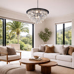 Modern living room with crystal chandelier west auckland