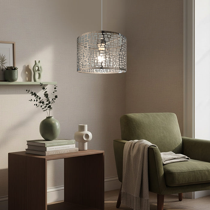 Modern living room with decorative lamp shade pendant nz