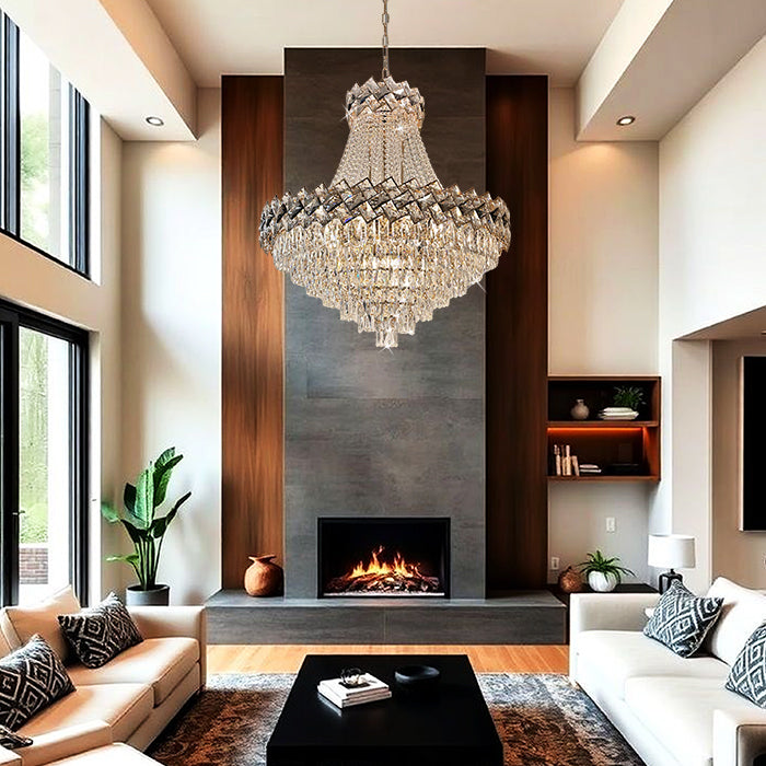 Modern living room with huge chandelier nz homes