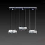 Modern pendant light with three crystal shades