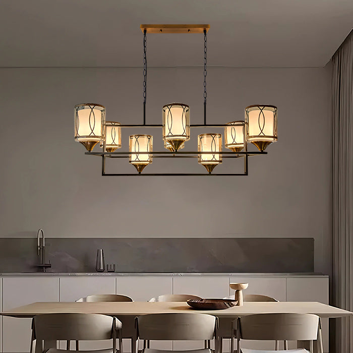 Modern chandelier hanging above a dining table  Auckand