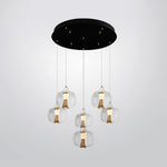 Modern pendant light with black ceiling fixture and glass shades NZ
