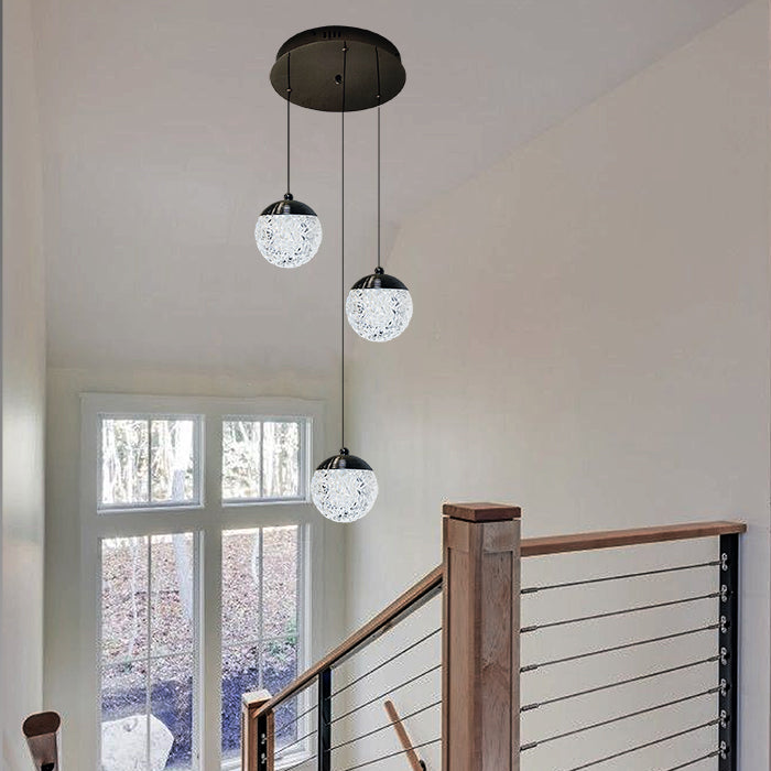 Modern pendant lights hanging above a staircase west auckland
