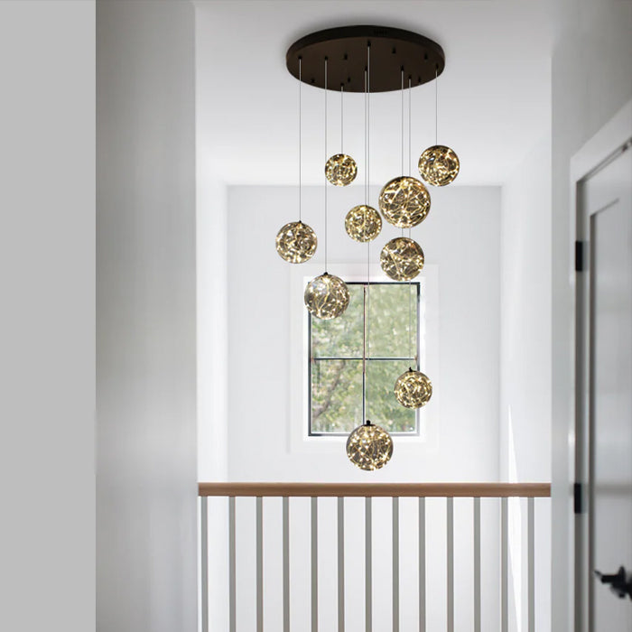 Modern pendant light fixture hanging above a staircase west auckland